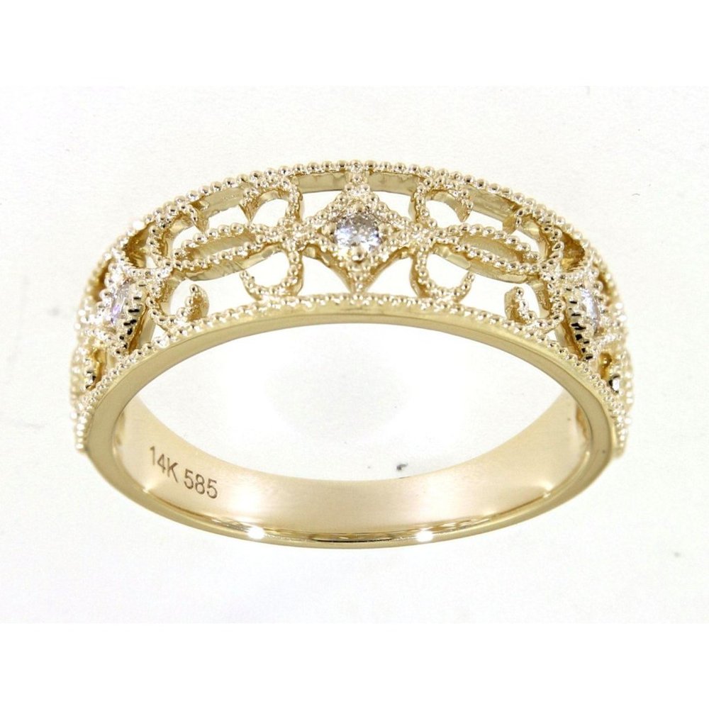 Real Diamond Vintage Style Fancy Ring Yellow Gold